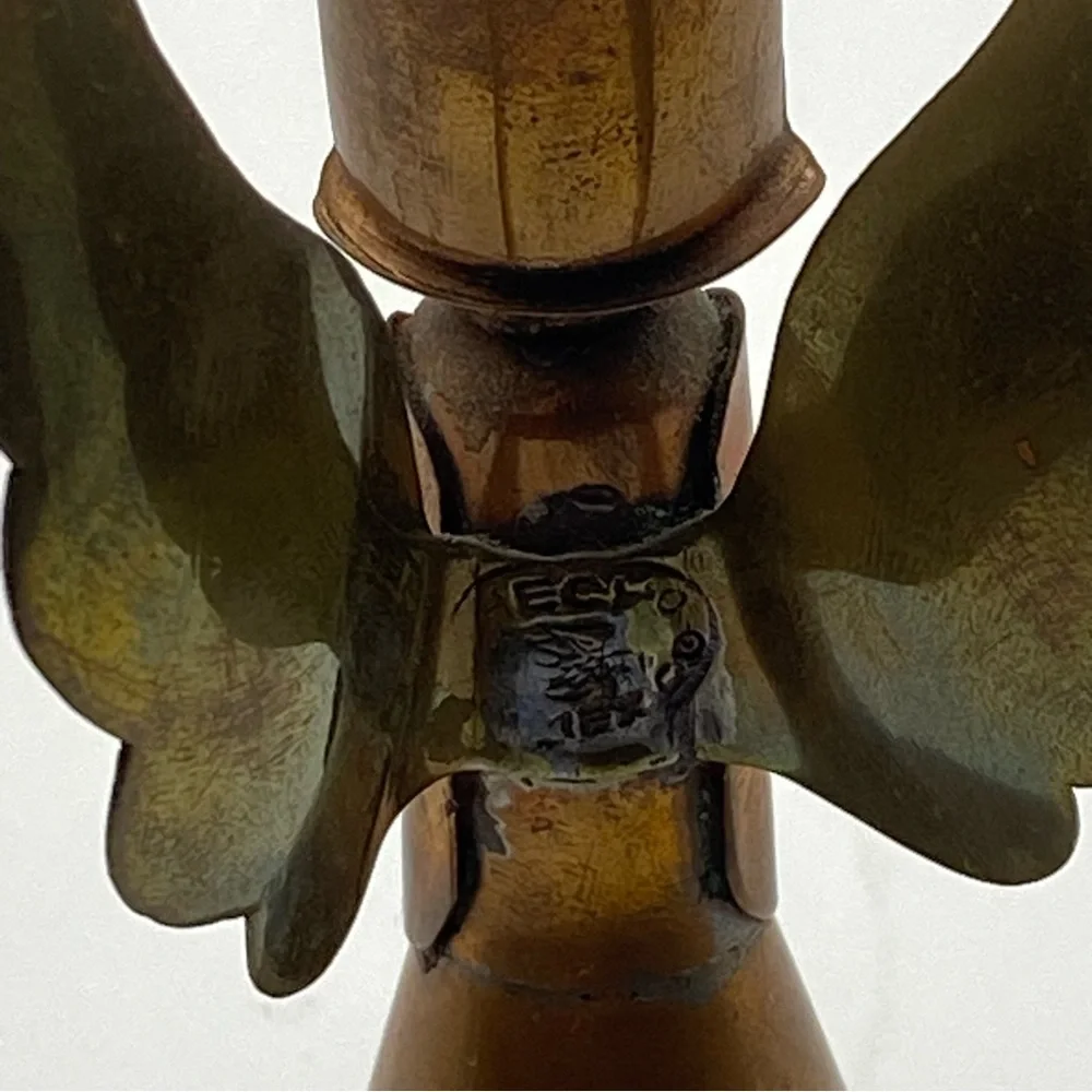 Copper & Brass Angel 4.25” Made in Mexico Stamped MCM Christmas Folk Art Rustic